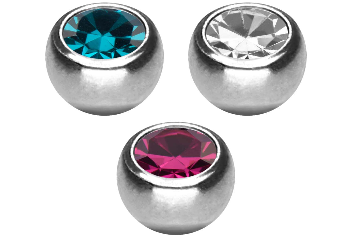 SET Titan Schraubkugel KRISTALL von Piercingline